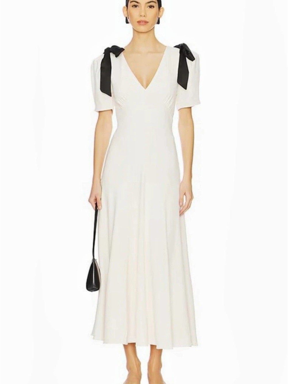 ASTR The Label Cream Bow Strap Midi Dress Size Small (Celia Dress)